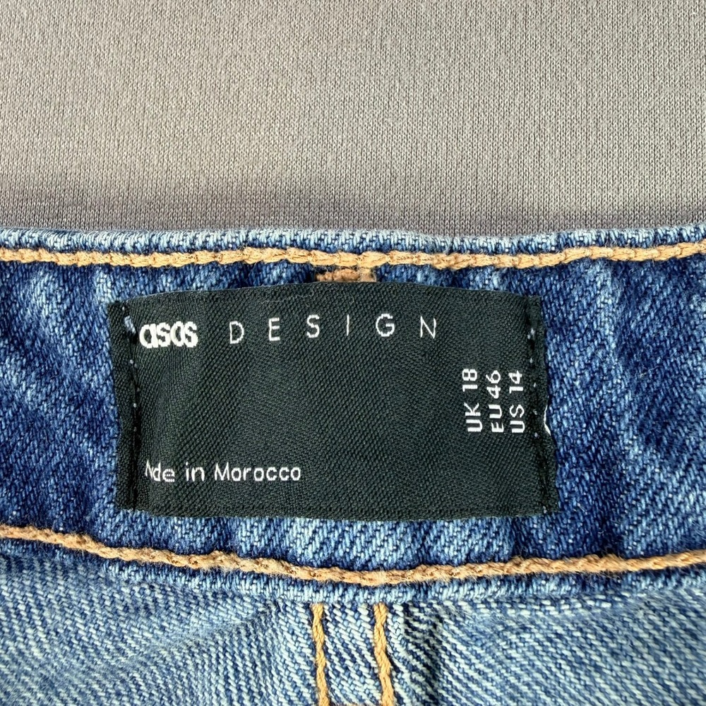 ASOS DESIGN Panelled Wide Leg Jeans Womens 14 Blue Two Tone Streetwear Casual - Picture 5 of 8